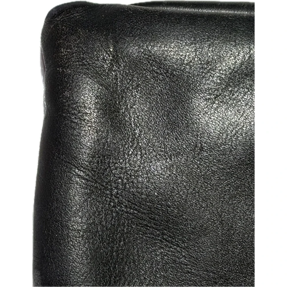 Vtg 80s Black Leather Clutch Bag Oversized Evening Purse Magnetic Snap‎ DMGD